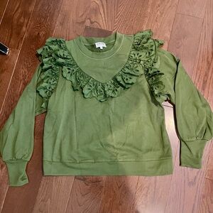 Olive Green Crosby Ruffled Sweatshirt